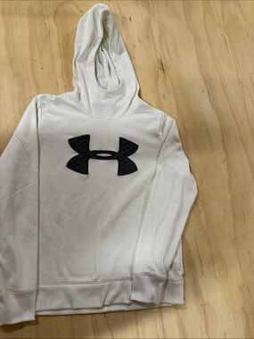 Under Armour White Hoodie with Black UA Logo Patch